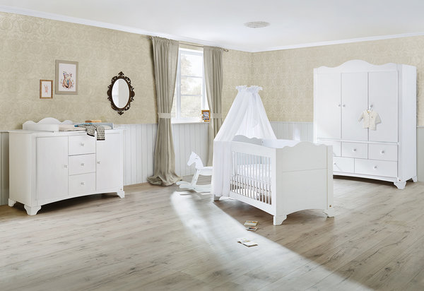 Pinolino Kinderzimmer 'Pino' mit breiter Wickelkommode und großem 3 türigem Kleiderschrank