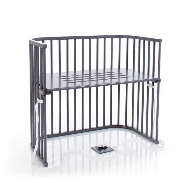 babybay Beistellbett Boxspring XXL Schiefergrau extrabelüftet